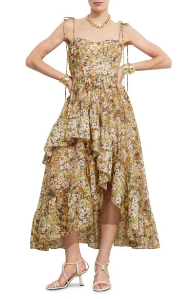 & Other Stories Strappy Ruffled Midi Dress In Pink