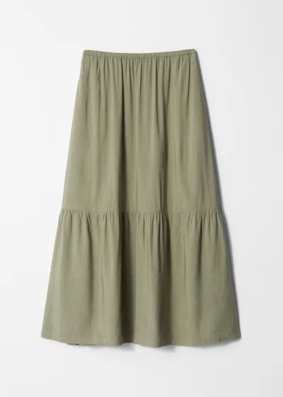 & Other Stories Tiered Midi Skirt In Green