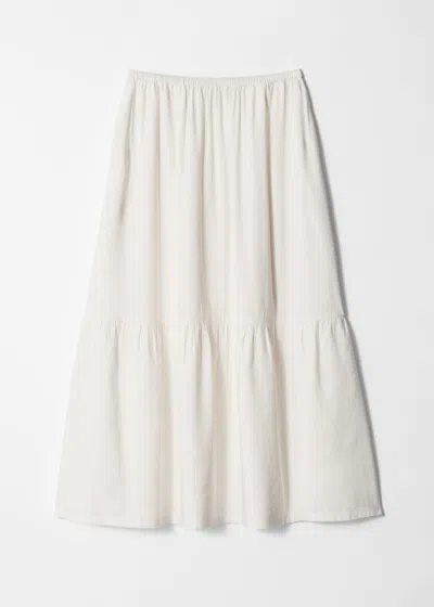 & Other Stories Tiered Midi Skirt In White