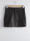 & Other Stories Topstitched Leather Mini Skirt In Black