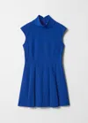 & Other Stories Turtleneck Pleated Mini Dress In Blue