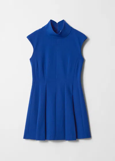 & Other Stories Turtleneck Pleated Mini Dress In Blue