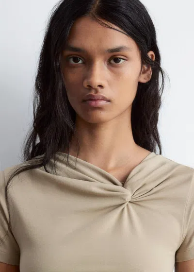 & Other Stories Twist-detail T-shirt In Neutral