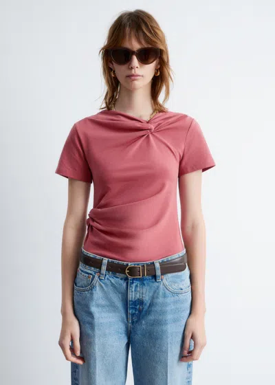 & Other Stories Twist-detail T-shirt In Pink