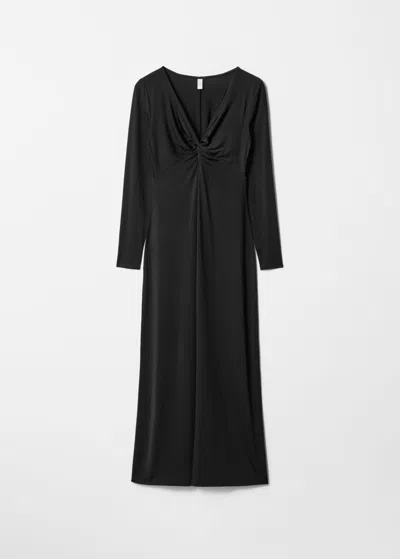 & Other Stories Twisted V-neck Maxi Dress In Black