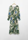 & Other Stories V-cut Satin Midi Dress In Beige
