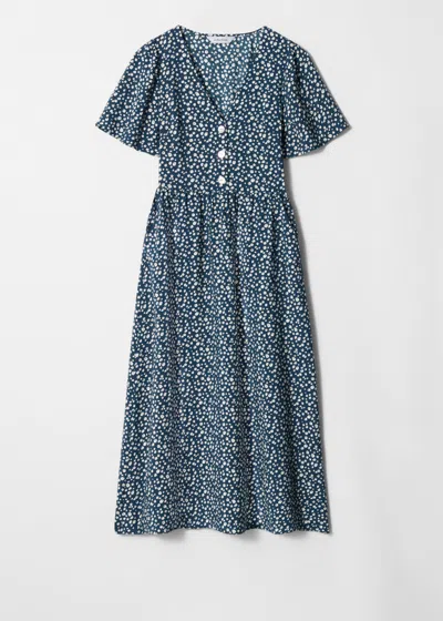 & Other Stories V-neck Midi Dress In Blue