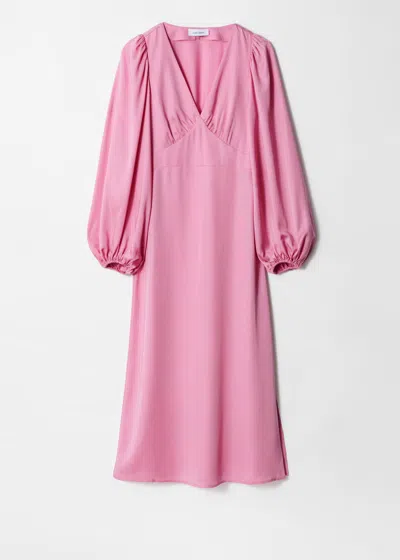 & Other Stories V-neck Midi Dress In Pink