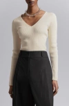 & OTHER STORIES V-NECK RIB WOOL BLEND SWEATER