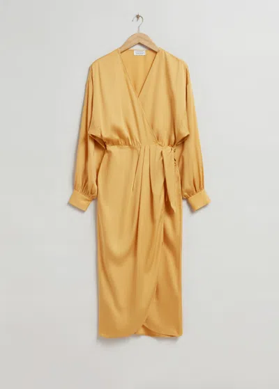 & Other Stories V-neck Wrap Dress In Yellow