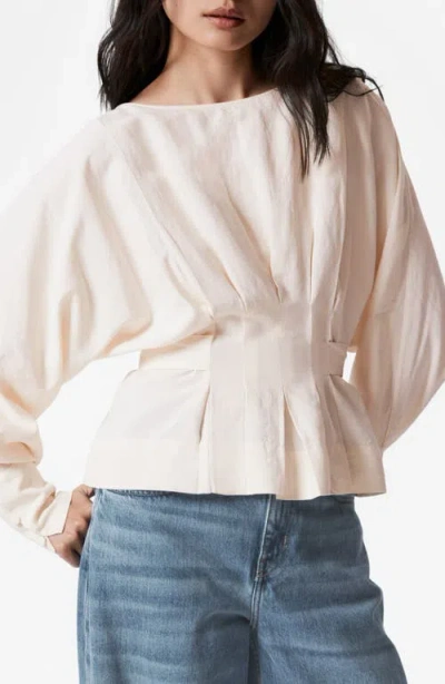 & Other Stories Vanessa Pleated Tie Back Top In White Dusty Light