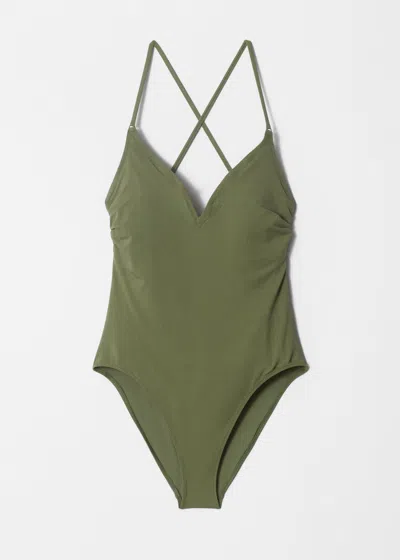 & Other Stories V-cut Swimsuit In Green