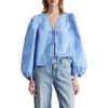 & Other Stories Ve Ariba Stripe Tie Front Top In Blue