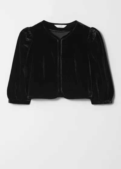 & Other Stories Velvet Cropped Blouse In Black