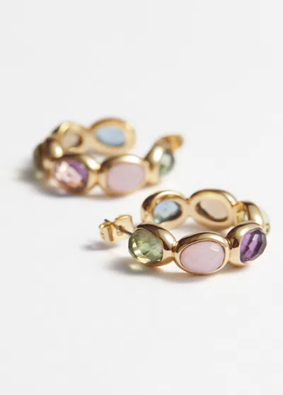 & Other Stories Vibrant Crystal Hoops In Gold