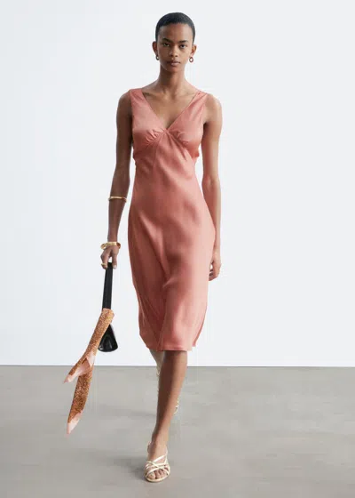 & Other Stories V-neck Slip Midi Dress In Pink