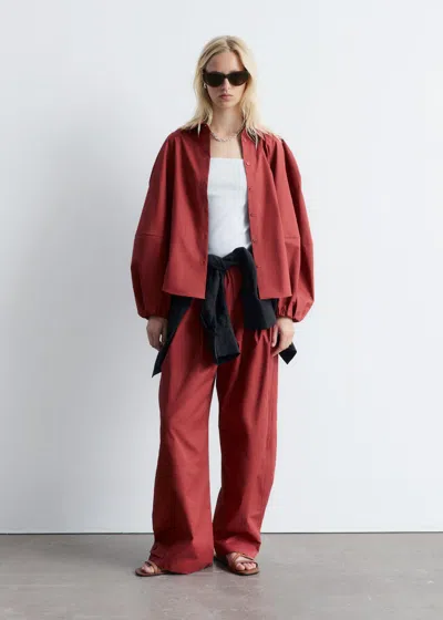 & Other Stories Voluminous Balloon-sleeve Blouse In Red