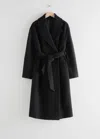 & Other Stories Voluminous Belted Wool Coat In Black