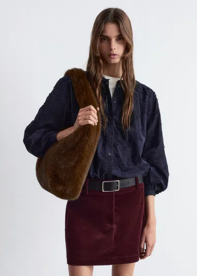 & Other Stories Voluminous Floral-appliqué Blouse In Blue