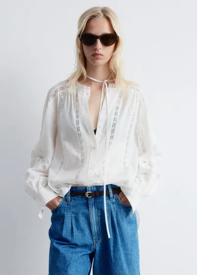 & Other Stories Voluminous Lace-trimmed Blouse In Yellow