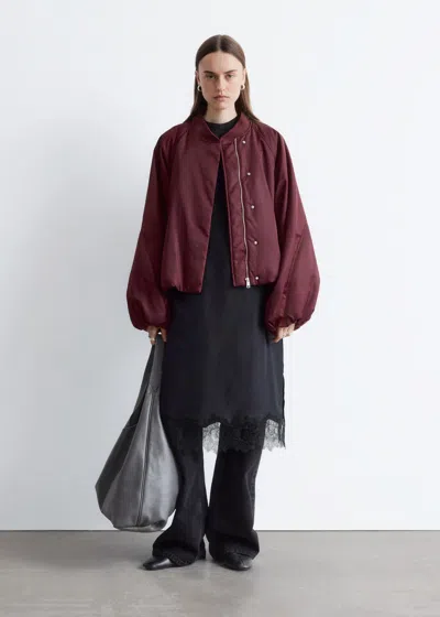 & Other Stories Voluminous-sleeve Bomber Jacket In Burgundy