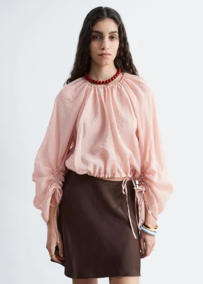 & Other Stories Voluminous Tie-detail Blouse In Pink
