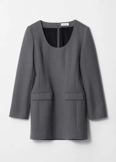 & Other Stories Waisted Tailored Mini Dress In Grey