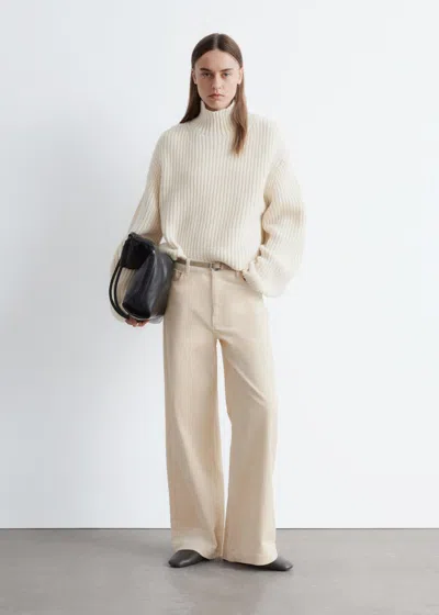 & Other Stories Wide-leg Corduroy Trousers In Neutral