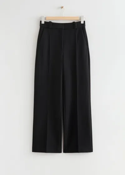 & Other Stories Wide Press-crease Trousers In Black
