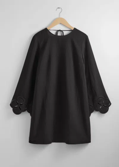 & Other Stories Wide-sleeve Mini Dress In Black
