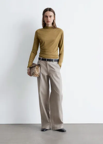 & Other Stories Wide-leg Twill Trousers In Gray