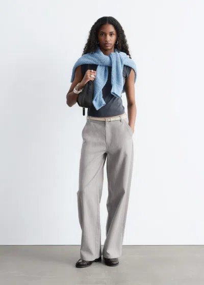& Other Stories Wide-leg Wool Trousers In Gray