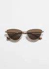 & Other Stories Wire-frame Cat Eye Sunglasses In Brown