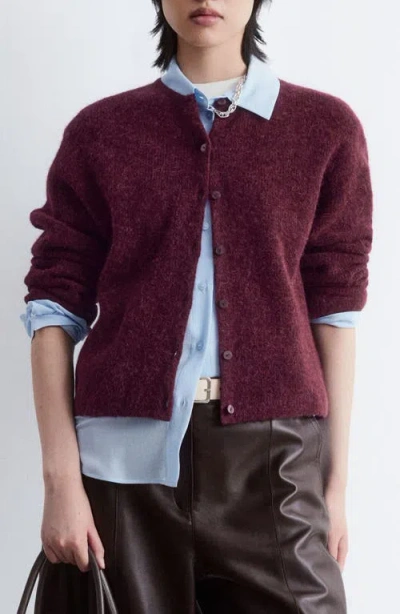 & Other Stories Wool & Alpaca Blend Rib Cardigan In Burgundy