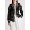 & Other Stories Wool & Cotton Lace Button-up Shirt In Black