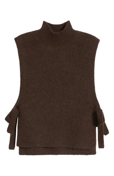 & Other Stories Wool & Mohair Side Tie Bib Waistcoat In Brown Dark