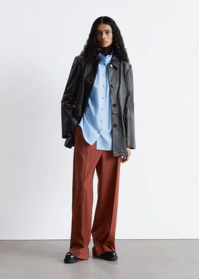 & Other Stories Wool Press-crease Trousers In Brown