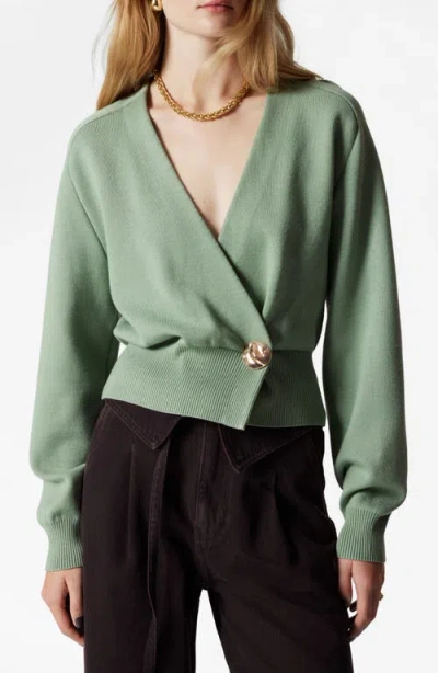 & Other Stories Wrap Cardigan In Green Medium Dusty