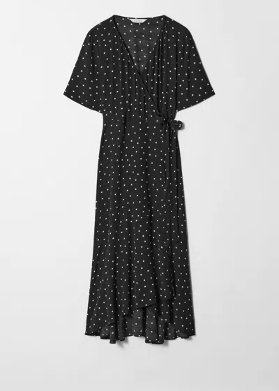 & Other Stories Wrap Midi Dress In Black