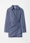 & Other Stories Wrap Shirt Mini Dress In Blue