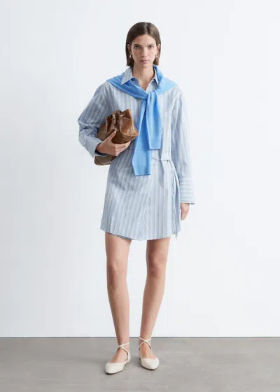 & Other Stories Wrap Shirt Mini Dress In Blue