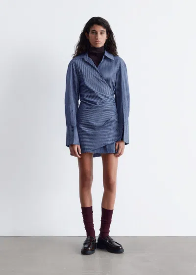 & Other Stories Wrap Shirt Mini Dress In Pattern