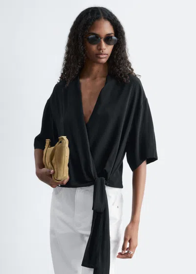 & Other Stories Wrap-front Blouse In Black