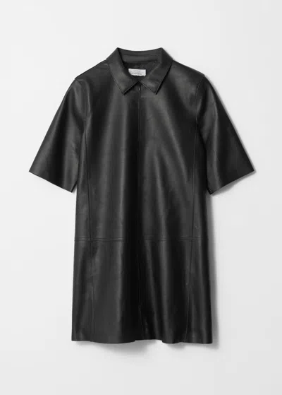 & Other Stories Zip-detailed Leather Mini Dress In Black