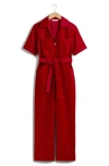 & Other Stories Zip Front Corduroy Jumpsuit In Red