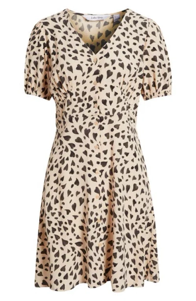 & Other Stories Zora Heart Print Dress In Beige Medium Dusty