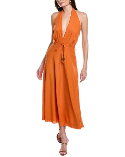 & Rouge Halter Maxi Dress In Orange