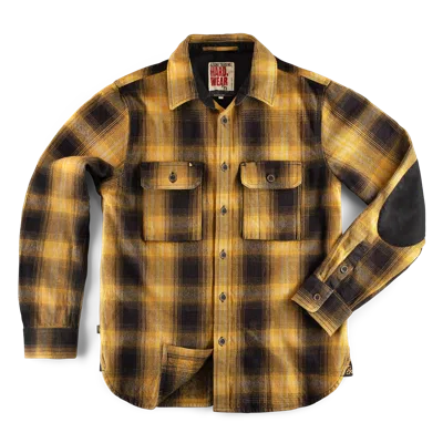 &sons Trading Co Men's Black / Yellow / Orange Carder Shirt Ochre Check In Black/yellow/orange