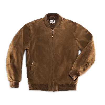 &sons Trading Co Men's Buck Ridge Suede Bomber Tan - Brown