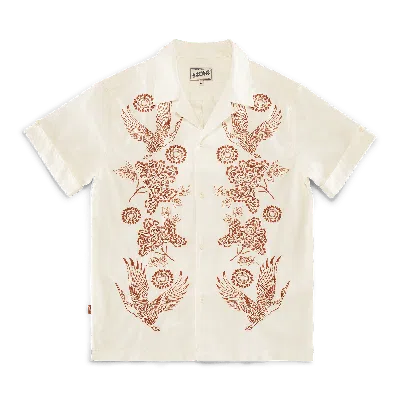 &sons Trading Co Men's White / Brown Peony Club Shirt Off White